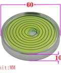 Horizontal Bead Metal Round Universal Spirit Level Bubble Green in White Diameter 25mm-60mm 1Piece(JYF30-6010QQ) with measurements shown.