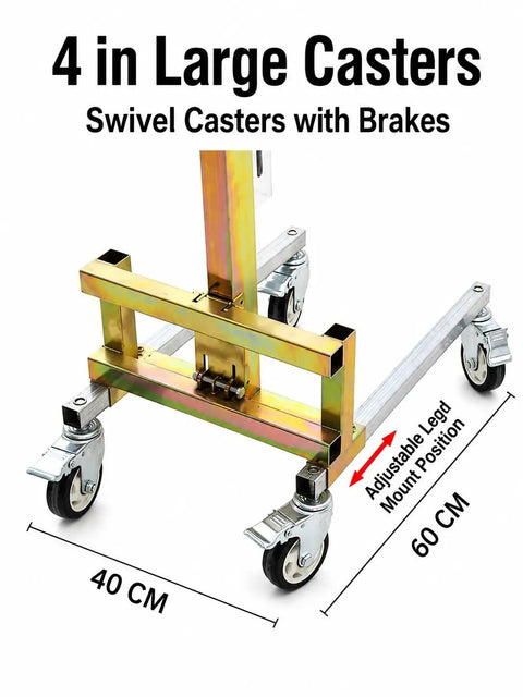 4 in Large Casters for Heavy Duty Manual Material Lift Stacker With 4 Rolling Wheels And 176 Lbs Capacity Hand Crank Lifter.