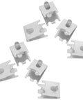 Refrigerator Shelf Support Clips No Tools Required 8 Pack Stainless Steel Brushed Surface Clip On Brackets in a scattered arrangement