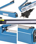 16 Inch Impulse Heat Sealer For Plastic Bags Manual Bags Sealer Machine With Extra Replacement Element Grip in blue color