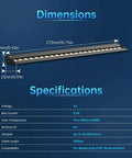 Diagram showing dimensions of BIQU Panda Lux LED Light Strip Upgrade Kit For Bambu Lab P1S P1P X1C X1E 5V 0.3A, with specs and dimensions.