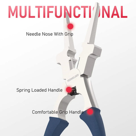 Image of 8 Inch MIG Welding Pliers For Pros All In One Multifunctional Tool Anti Rust High Carbon Steel emphasizing grip features.