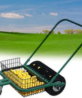 Golf Ball Picker And Retriever 13-Channel Loader, 600 Ball Capacity, Lightweight Steel Cart Accessory on a grassy field