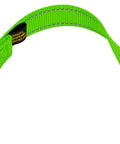 Hot Green 1 Inch Reflective Nylon Winch Hook Pull Strap, 1 Foot Long Recovery Strap With Glow Reflective Strips, looped end view