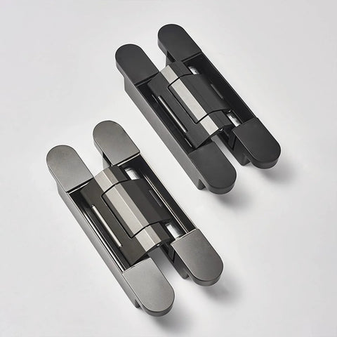 3 Pack Invisible Hydraulic Heavy Duty Hidden Door Hinges For 180 Degree Swing With Automatic Close Cushioning Mortise Mount Concealed Cross Hinge Load Bearing 100KG Black