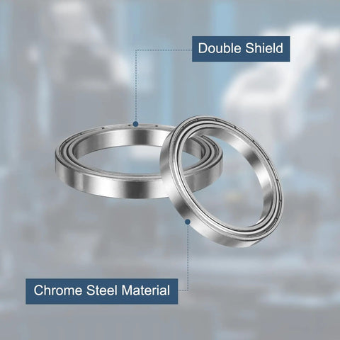 10 Pack 6809ZZ Deep Groove Ball Bearings 45 X 58 X 7mm Chrome Steel Double Shield ABEC5; chrome steel rings on blurred background.