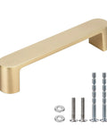 Brushed Brass Cabinet Handles 4 Pack Gold Drawer Pulls For Kitchen Furniture Cupboard Closet with screws, 109mm length, 96mm spacing, 18mm projection