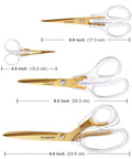Acrylic Scissors Set With Titanium Gold Coated Blades For All-Purpose Heavy-Duty Office Desk Scissors With Clear Comfort-Grip Handles, 4 sizes shown