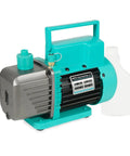 Heavy Duty 4.5 Cfm Single Stage Vacuum Pump For Hvac And Automotive Ac Repair with blue handle and tough aluminum housing.