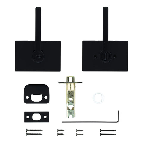 Halifax Dope Entry Door Handle With Lock And Key For Front Doors, Reversible Exterior Lever, Matte Black hardware set