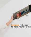 Four Pack Aluminum Wall Mount Skateboard Racks For Display And Storage Of Skateboard Decks And Longboards In Your Room Or Garage Dope Wall Hangers With Easy Install showing easy board removal