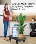Foldable Hand Truck With 330 Lbs Capacity Heavy Duty Luggage Cart Portable Push Cart featuring plants and water jug in a kitchen setting