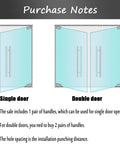Diagram showing Heavy Duty Gate Hardware Glass Door Handle for single and double door installation.