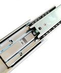Pro Level Heavy Duty Full Extension Drawer Slides Six Inch Telescopic Ball Bearing Cabinet Rails close-up view showing smooth steel construction.