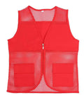 Top Shelf High Visibility Safety Vest Built To Last In Bold Red Mesh Heavy Duty Work Wear With Snug Pockets, front view.