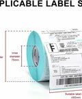Applicable label size for No Sweat Manual Labeling Machine and Label Applicator for Round Glass Plastic Bottles.