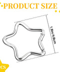 Two Pack Aluminum Star Shaped Carabiners With Key Rings, Small Silver Snap Hooks for Keys and Wallets, size 1.9in/4.8cm