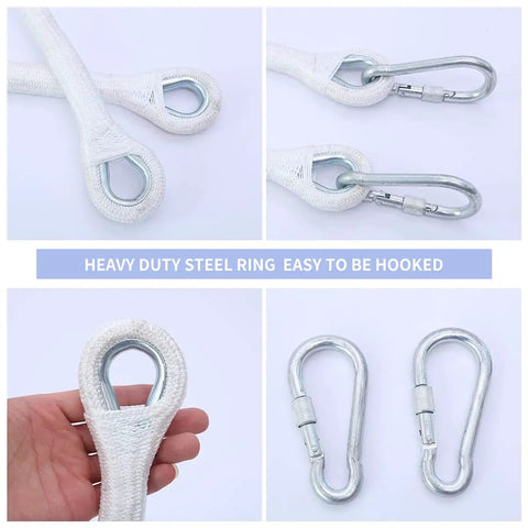 Close-up of hooks and carabiners for 13ft Balcony Fire Escape Ladder With Hooks And Carabiners Beefy Built Emergency Ladder For Home