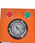 Control panel of the Heavy Duty Electric Hydraulic Hose Crimper 110V with pressure gauge and buttons.