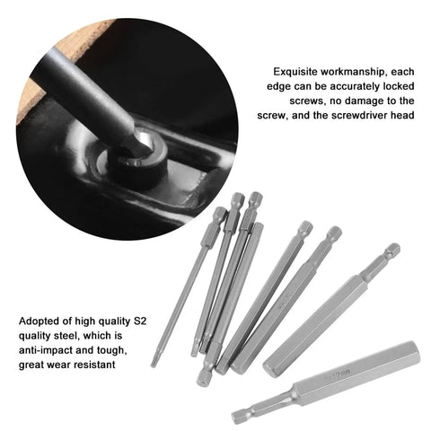 Kickstart Any Heavy Duty Job With These Top Tier S2 Steel Hex Bits. Solid 2.5 To 12 Millimeter Screwdriver Heads on 1/4-inch shank