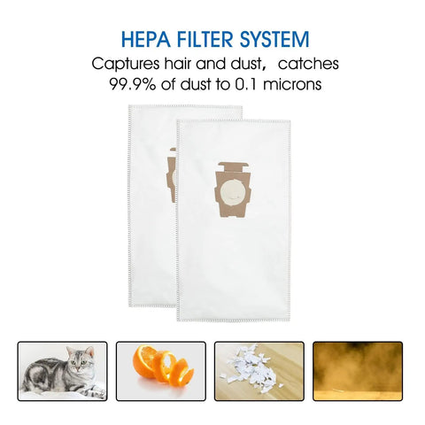 Ultimate Pro Grade Vacuum Bags And Belts Replacement Set For G3 Through G12 Style F, HEPA filter system captures 99.9% dust