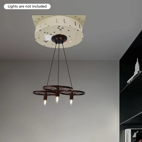 Heavy Duty Ceiling Light Hoist Lifter With Powerful 213W Motor And Remote Control Winch For Safe Fixture Maintenance Up To 330 Pounds hanging mount with three bulb sockets.