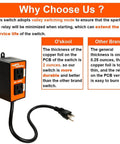 Front view of O'SKOOL automatic vacuum switch with dual outlets and power cord.