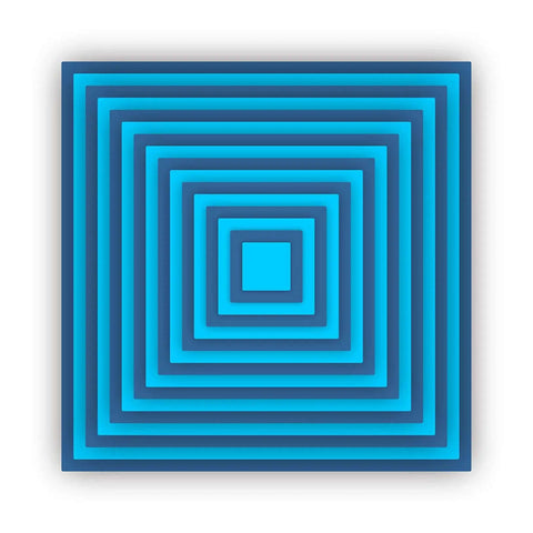 Game-Changing Layering Frame Die-Cuts Set For Scrapbooking And Card Making, blue concentric square design, 16 Pcs Metal Cutting Dies