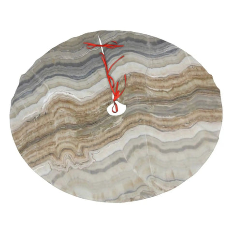 Soft Plush Christmas Tree Skirt 36 Inches, 100 Percent Polyester Brushed Fabric, Cozy Granite Brown Gray Marble Look, shown flat on white