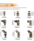 60 Piece Metric Grease Fittings Kit With M6 M8 M10 Zerk Adapters, size chart showing various fittings with dimensions.