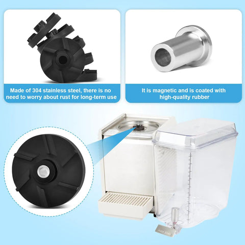Three Pack Direct Replacement Heavy Duty Magnetic Impeller And Bearing Housing Kit For Beverage Machines D15 D155 D25 D255 D35 D355 HD WD 3587 And 3220 Compatibility, 304 stainless steel impeller and bearing housing