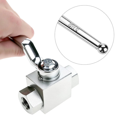 QWORK hydraulic ball valve 3/8'' NPT, chrome finish, lever-operated, 2-way