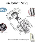 8 Pack Short Arm Kitchen Cabinet Hinges Set With 4 Pairs 105 Degree Soft Close Adjustable Concealed Full Overlay Hinges With Mounting Screws, product size and dimensions in focus.