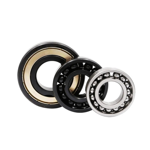 Badass Heavy Duty Deep Groove Ball Bearing With Iron Shields And High Carbon Steel Precision Sealed for Engines Motors and Skates showcasing three sizes.