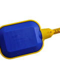 Float switch with blue casing and yellow edges, compatible with Badass 3HP Submersible Water Pump With Float Switch Heavy Duty Replacement For Tsurumi 12Pn 30391.