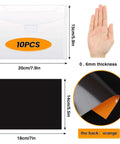 Front view of clear stamp and die storage bag with orange 10PCS label; 20x15 cm; magnetic sheet 18x14 cm with orange back