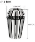 ER11 4mm Spring Collet Chuck for CNC Engraving Machine Lathe Milling Tool, front view showing dimensions and steel construction.