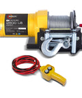Beefy 2500lb Electric Winch for ATVs UTVs and Trailers 12V With 50ft Steel Cable Roller Fairlead Mounting Plate Heavy Duty Tow Winch Off Road Recovery, with hook and remote