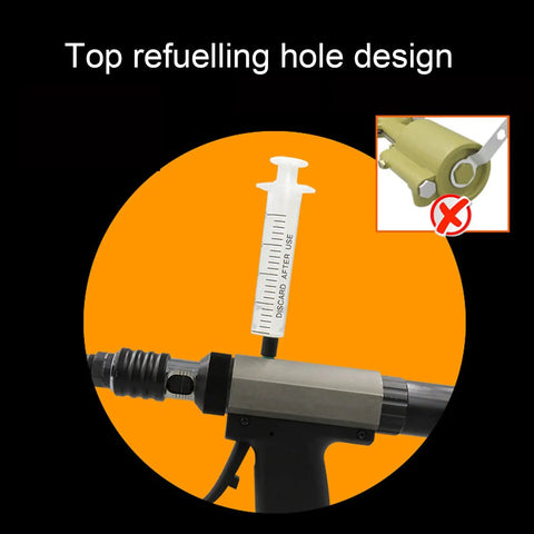Pro Grade Heavy Duty Pneumatic Riveter Kit With Air Hydraulic Rivet Nut Tool For M3 To M8 Fasteners showing top refuelling hole design.