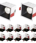 12 Pack 3.3 Inch Square Ultra Thin Led Recessed Downlights With Legit Bright Dimmable Illumination Selectable 3000K 4000K 6000K Color Temperatures Gonna Look Sharp On Your Ceiling Aluminum Housing Zero Glare Easy Install For Tight Squeezes showing two recessed downlights with spring clips.