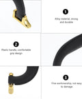 Vintage Gold Cabinet Handles 5Pc Set For Kitchen Cupboards And Furniture, focus on alloy material with black plastic grip design features