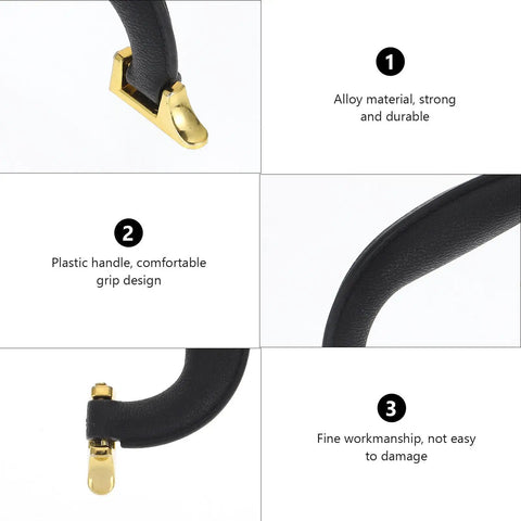 Vintage Gold Cabinet Handles 5Pc Set For Kitchen Cupboards And Furniture, focus on alloy material with black plastic grip design features