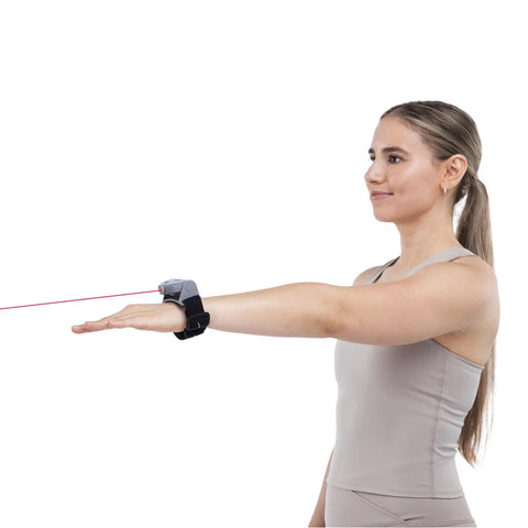 SenMoCOR System Pro Grade Sensorimotor Training Kit With Laser Headlamp And Targets on woman's wrist for arm control