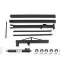 Tough As Nails Folding Engine Hoist With Hydraulic Motor Crane Lift components, black steel pieces, and smooth rollers for heavy lifting.