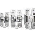 Concealed 180 Degree Door Hinge Set For Furniture, Zinc Alloy Cross Hinge, Invisible Door Hinge, 2 Pieces, Right X30x110