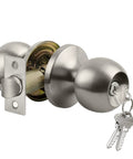 Keyed Entry Door Knob With Lock Satin Nickel Finish All Metal Construction Includes Three Keys Adjustable Backset