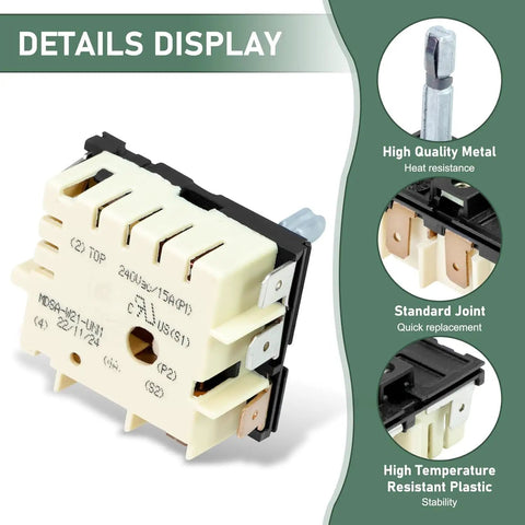 Dual Infinite Stove Control Switch For Electric Range Replacement Parts With Precise Temperature Control 7 Prong Regulator