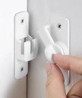 Heavy Duty Aluminum Gate Lock Plus Adjustable Barn Door Latch Featuring Smooth 90 To 180 Degree Swing For Real Deal Home Security Cabinet Catch And Tight Shed Hardware installation demonstration on white door.
