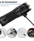 Beast Mode 3500 Lumen USB C Rechargeable Flashlight for Camping and Hiking shown charging with USB-C cable