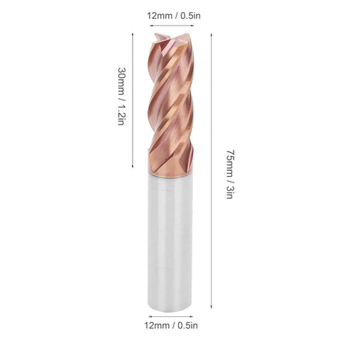 4 Flute End Mill CNC Milling Cutter Tool For Metal Engraving Tungsten Steel Micro Carbide shown with dimensions